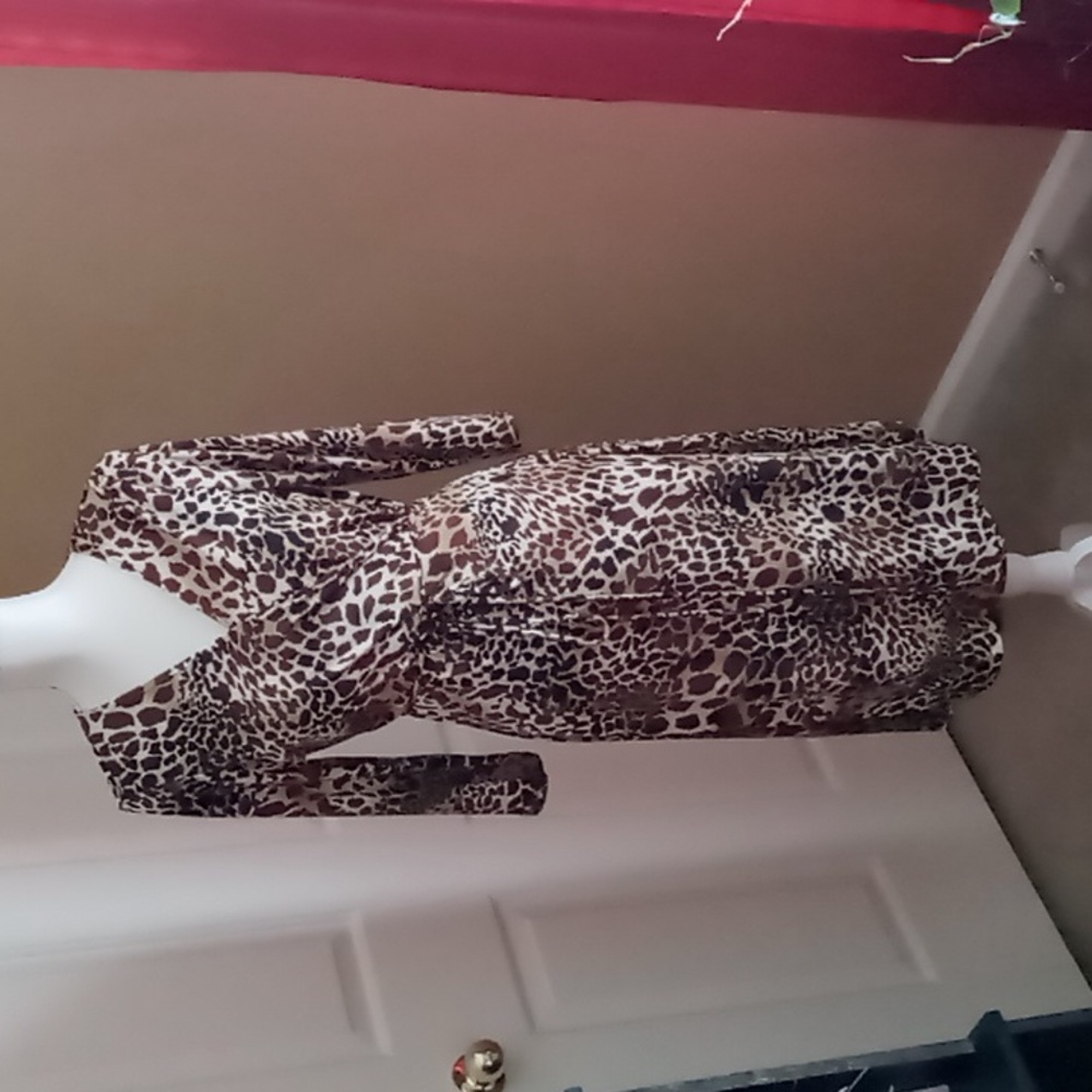 Animal print Faux Wrap Dress